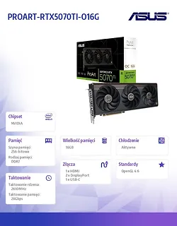 Asus Karta graficzna GeForce RTX 5070 Ti PROART OC GDDR7 256bit HDMI/2DP/USB-C