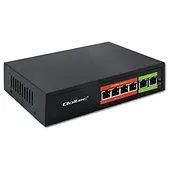 Qoltec Przełącznik sieciowy SWITCH FAST Ethernet PoE | 4x RJ45 |  2x    RJ45 Uplink | 65W | 10/100Mb/s