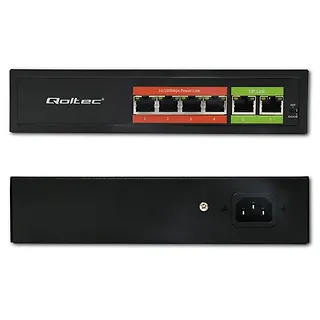 Qoltec Przełącznik sieciowy SWITCH FAST Ethernet PoE | 4x RJ45 |  2x    RJ45 Uplink | 65W | 10/100Mb/s