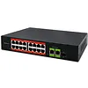 Qoltec Przełącznik sieciowy SWITCH FAST Ethernet PoE | 16x RJ45 10/100  Mb/s | 2x RJ45 Uplink 1000 Mb/s | 1x SFP 1000Mb/s