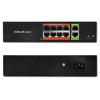 Qoltec Przełącznik sieciowy SWITCH FAST Ethernet PoE | 8x RJ45 |  2x RJ45 Uplink | 120W | 10/100 Mb/s