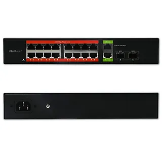 Qoltec Przełącznik sieciowy SWITCH Gigabit Ethernet PoE | 16x RJ45 | 2x RJ45 Uplink | 2x SFP | 1000 Mb/s