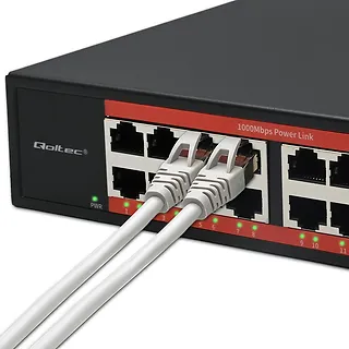 Qoltec Przełącznik sieciowy SWITCH Gigabit Ethernet PoE | 16x RJ45 | 2x SFP | 1000 Mb/s