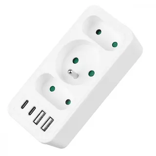 Maclean Rozdzielacz na 3 gniazda MCE248 F/W 2xUSB-A 2xUSB-C biały