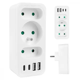Maclean Rozdzielacz na 3 gniazda MCE248 F/W 2xUSB-A 2xUSB-C biały