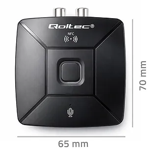 Qoltec Bezprzewodowy transmiter odbiornik Audio HiFi Home&Car | Bluetooth 6.0 | NFC | 2 x RCA | 1 x AUX MiniJack 3.5mm | Mikrofon