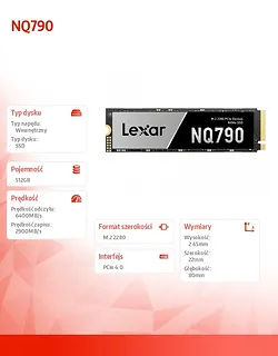 Lexar Dysk SSD NQ790 512MB NVMe 4x4 2280 6400/2900MB/s