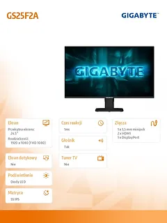 Gigabyte Monitor 24.5 cala GS25F2A GAMING