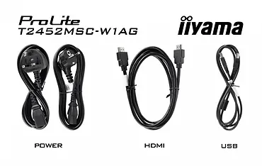 IIYAMA Monitor 24 cale T2452MSC-W1AG FHD,10PKT, POJ, IPS, HDMI, DP, 400cd, biały