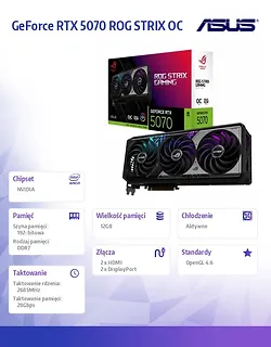 Asus Karta graficzna GeForce RTX 5070 ROG STRIX OC 12GB GDDR7 192bit