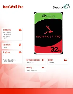 Seagate Dysk IronWolf Pro 32TB 3.5 cala ST32000NT000
