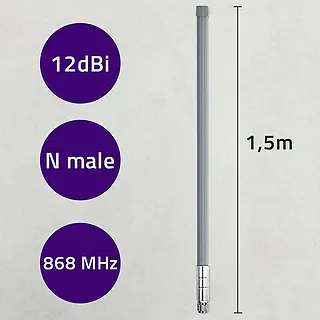 Qoltec Antena LoRa | 12dBi | dook&oacute;lna | zewnętrzna | wł&oacute;kno szklane |   868 MHz | 1.5m