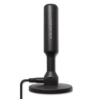 Qoltec Wewnętrzna Antena TV DVB-T2 ze wzmacniaczem sygnału i magnetyczną podstawą | 4K | 28dBi | 5m