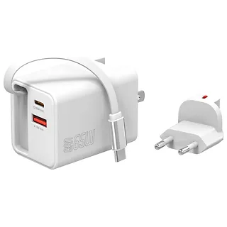 4smarts Ładowarka sieciowa Flex Jojo 65W GaN 2xUSB-C + USB-A Biała       rozwijany wbudowany kabel