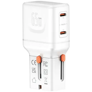 4smarts Ładowarka podr&oacute;żna World Travel 65W USB-C + USB-A Biała