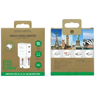 4smarts Ładowarka podr&oacute;żna World Travel 65W USB-C + USB-A Biała