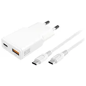 4smarts Ładowarka sieciowa PDPlug 20W GaN + USB-C + USB-A + kabel USB-C  1,5m Biała