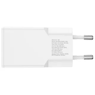 4smarts Ładowarka sieciowa PDPlug 20W GaN + USB-C + USB-A + kabel USB-C  1,5m Biała