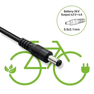 Qoltec Ładowarka do roweru skutera elektrycznego 36V | 42V | 4A | 5.5*2.1 + kabel zasilający