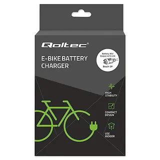 Qoltec Ładowarka do roweru elektrycznego 36V | 42V | 2A | wtyczka Bosch 3Pin + kabel zasilający