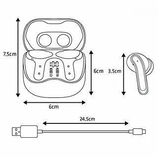 Audiocore Słuchawki bezprzewodowe AC591 PRO ANC , ENC, 6 mikrofon&oacute;w, etui ładujące