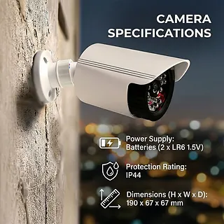 CEE Zestaw dw&oacute;ch atrap kamer IR1800 WT białe, zasilanie 2xAA, ABS, diody IR LED