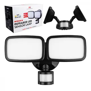 Maclean Ścienna lampa LED, czujnik PIR MCE524B 20W, 1500lm, IP65. neutral white 4000K, czarna