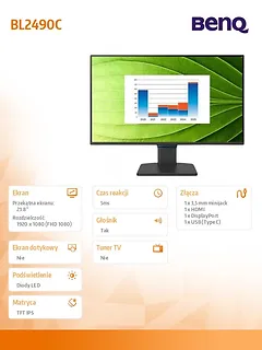 Benq Monitor 23.8 cala BL2490C LED 5ms/1500:1/IPS/HDMI/144Hz