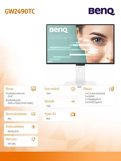 Benq Monitor 23.8 cala GW2490TC LED 5ms/144Hz/IPS/HDMI