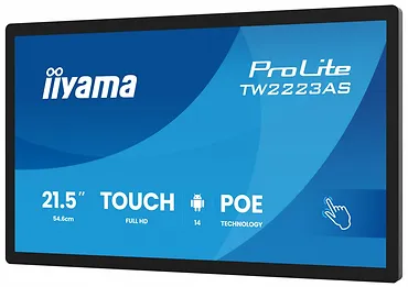 IIYAMA Monitor 21.5 cala ProLite TW2223AS-B3P POJ.10PKT.24/7,ANDROID14, 450 cd/m2,   USB-C, 2x2W, RJ45, 3xUSB, iiSignage