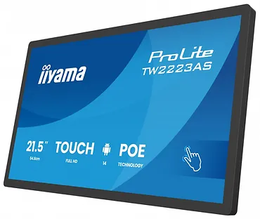 IIYAMA Monitor 21.5 cala ProLite TW2223AS-B3P POJ.10PKT.24/7,ANDROID14, 450 cd/m2,   USB-C, 2x2W, RJ45, 3xUSB, iiSignage