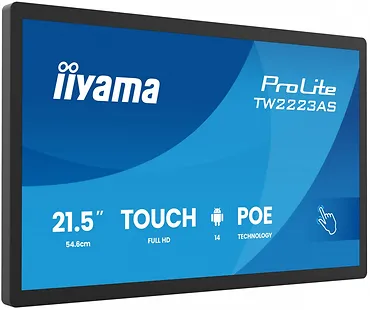 IIYAMA Monitor 21.5 cala ProLite TW2223AS-B3P POJ.10PKT.24/7,ANDROID14, 450 cd/m2,   USB-C, 2x2W, RJ45, 3xUSB, iiSignage