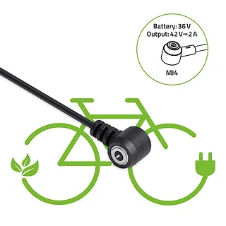 Qoltec Ładowarka do roweru elektrycznego 36V | 42V | 2A | Mi4 Magnetic  TIP +kabel zasilający