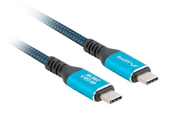 Lanberg Kabel USB-C M/M USB4 1M 240W 8K 60HZ czarno-niebieski