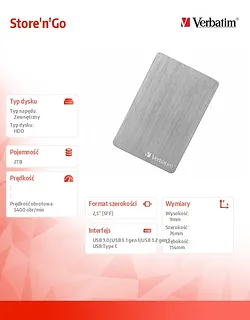 Verbatim Store n Go ALU Slim 2TB USB 3.0 53666