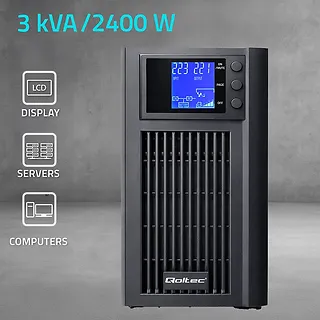 Qoltec Zasilacz awaryjny UPS Pure Sine Wave | 3kVA | 2400W | AVR | LCD |Czysty Sinus