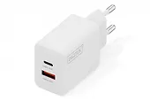 Digitus Ładowarka sieciowa/zasilacz USB GaN 30W, 1x USB-C, 1x USB-A, biała