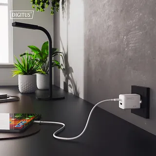Digitus Ładowarka sieciowa/zasilacz USB GaN 45W, 1x USB-C, 1x USB-A, biała