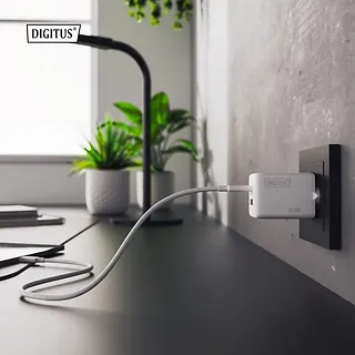 Digitus Ładowarka sieciowa/zasilacz USB GaN 45W, 1x USB-C, 1x USB-A, biała