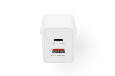Digitus Ładowarka sieciowa/zasilacz USB GaN 45W, 1x USB-C, 1x USB-A, biała