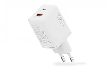 Digitus Ładowarka sieciowa/zasilacz USB GaN 45W, 1x USB-C, 1x USB-A, biała