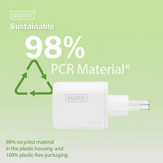 Digitus Ładowarka sieciowa/zasilacz USB GaN 45W, 1x USB-C, 1x USB-A, biała