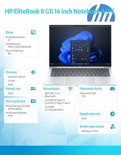 HP Inc. Notebook EliteBook 8 G1i U7-255U 1TB/32GB/W11P/14.0   C51GHET
