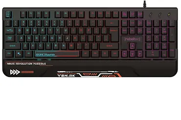 Rebeltec Klawiatura pełnowymiarowa RGB dla graczy SHARK wbudowana podkładka pod nadgarstki, wodoodporna konstrukcja