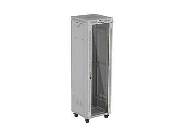 Lanberg Szafa instalacyjna rack stojąca 19" 42U 600x600 szara drzwi     przeszklone  LCD (Flat pack)