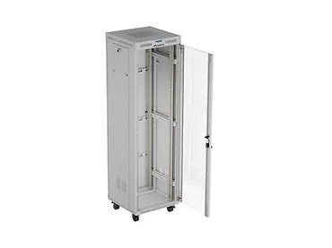 Lanberg Szafa instalacyjna rack stojąca 19" 42U 600x600 szara drzwi     przeszklone  LCD (Flat pack)