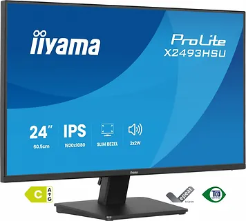 IIYAMA Monitor 24 cale X2493HSU-B1 IPS,FHD,HDMI,DP,120Hz, 1500:1, 2xUSB,    350cd, cienka ramka z 4 stron