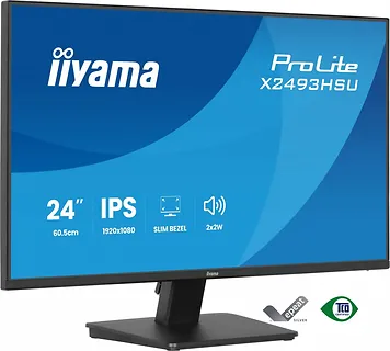 IIYAMA Monitor 24 cale X2493HSU-B1 IPS,FHD,HDMI,DP,120Hz, 1500:1, 2xUSB,    350cd, cienka ramka z 4 stron