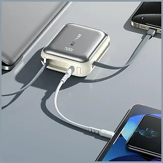 AWEI Powerbank C03 20000mAh 45W USB-A/USB-C + kable Lightning         USB-C - srebrny