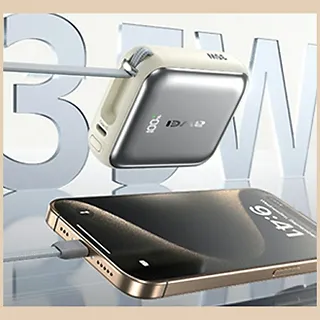 AWEI Powerbank AS-181 35W 10000mAh + kable Lightning i USB-C srebrny